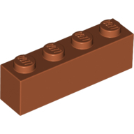 Lego kostka (kostička) 1x4, tmavě oranžová (4122459, 4164439, 4597484, 6223040)